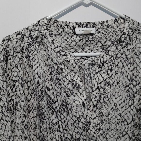 Calvin Klein Women's Animal Snakeskin Print Long Sleeve Blouse Size XL - Picture 4 of 9